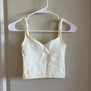 Cream Ribbed Women's Top